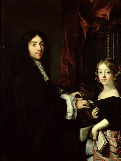 Portrait of Charles Couperin (1638-79) and the Daughter of the Artist by Claude Lefebvre